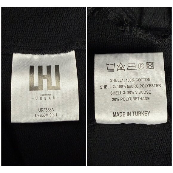 Les Hommes Urban Sweatpants Men Large L Pants Black Joggers Zip Pockets Fleece 1 - Picture 10 of 11